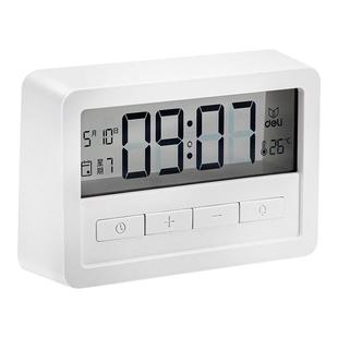 得力闹钟多功能床头电子数字透明屏幕钟表现代简约桌面小时钟