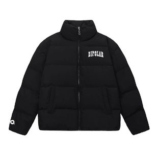 BIPOLAR断开字绣花羽绒服美式休闲基础简约上衣男白鸭绒保暖外套