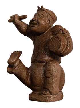 宋代美学侘寂风击鼓人茶几摆件