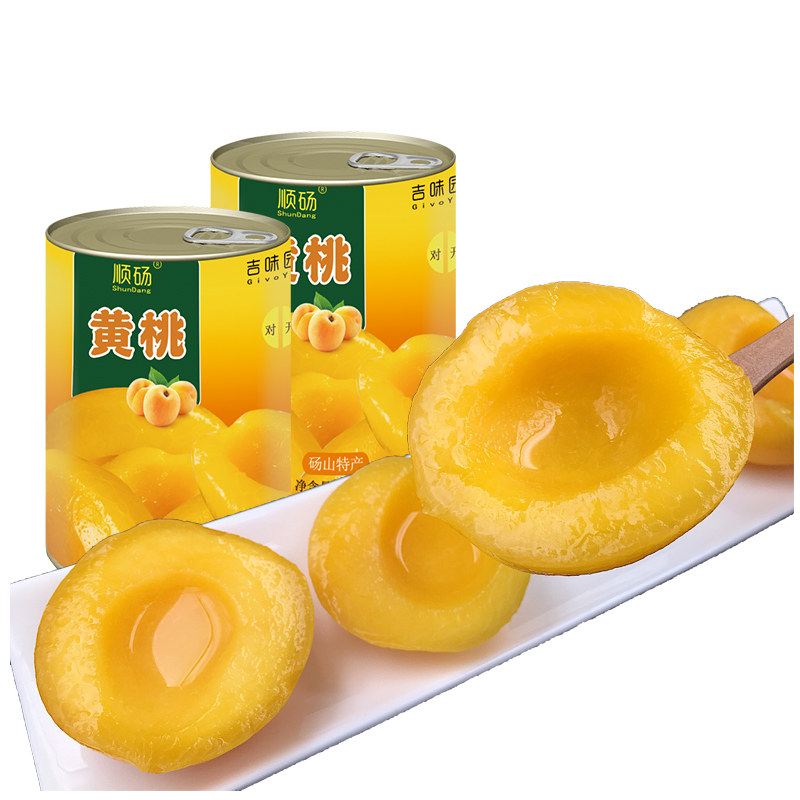 顺砀牌黄桃罐头对开砀山特产新鲜水果罐头整箱12罐*425克多省包邮