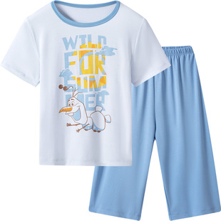 迪士尼儿童轻薄莫代尔家居服三枪内衣汽车总动员男童圆领短袖睡衣