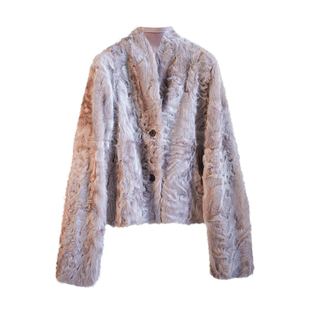 FRASANNO【黑标D奢】小湖羊皮毛一体皮草女外套两面穿V领年轻款