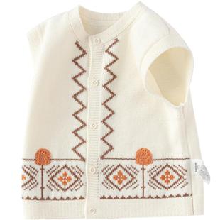 巴拉巴拉宝宝童装针织马甲婴儿男童坎肩背心撞色提花时尚气质潮流