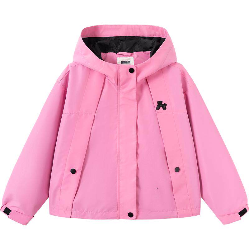 森马儿童25年秋季女中童舒服衣三防外套短款连帽上衣甜酷俏皮可爱