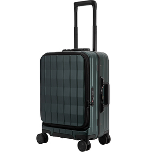 CROWN/皇冠铝框拉链箱20寸行李箱女前开盖商务中开式旅行箱登机箱