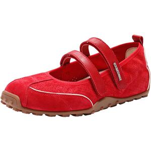 周雨彤同款百丽酒心糖芭蕾红色运动复古玛丽珍女薄底德训赛车鞋子