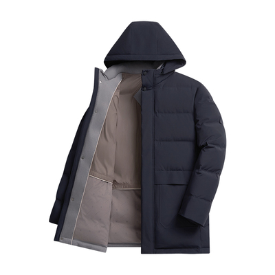 杉杉商务连帽中长款羽绒服男