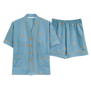 高级感睡衣女夏季2025新款纯棉夏天加肥加大码家居服自带胸垫一体