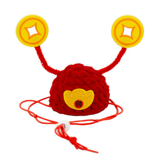 猫咪新年帽子配饰招财新年财神帽新年项圈新年围脖围巾喜气迎新