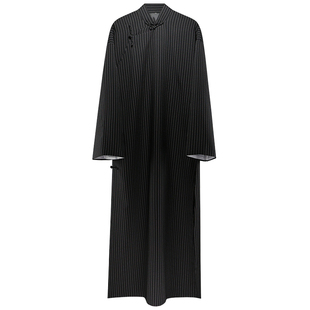 条纹民国风长衫大褂袍子复古中式男装年会相声演出服中国风长袍