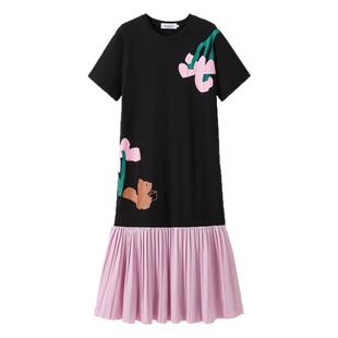 微胖mm巨显瘦穿搭宽松大码女装2026夏季新款压褶裙摆短袖连衣裙女