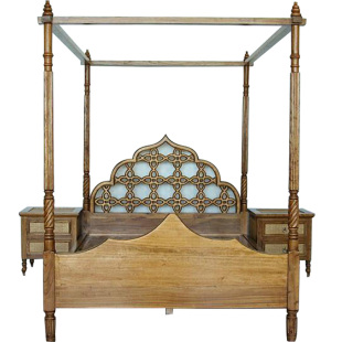 东南亚风格实木帷幔架子床古今原木家具BD162-4四柱床泰式架子床