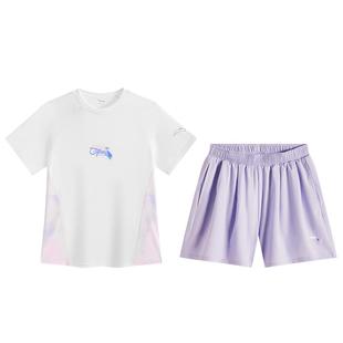安踏女童套装夏2025速干短袖短裤时尚两件套户外透气跑步运动套装