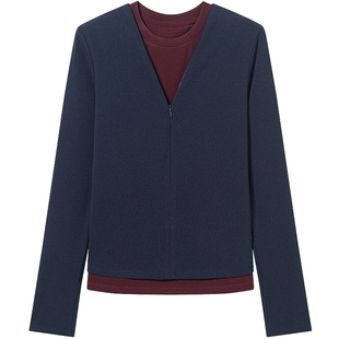 衣香丽影2025年冬装新款撞色叠穿针织套装女气质两件套穿搭一整套