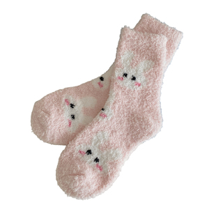 ins小花园珊瑚绒堆堆袜秋冬保暖日系可爱中筒韩版家居地板袜子女