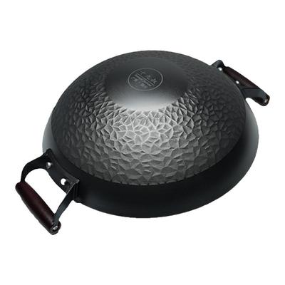 十九叔铁锅无涂层不易粘锅氮化不易生锈菱形防滑圆底老式传统炒锅