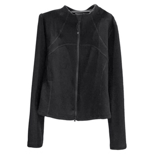 拉夏贝尔半高领双拉链长袖德绒开衫女秋冬羽绒服内胆显瘦上衣外套