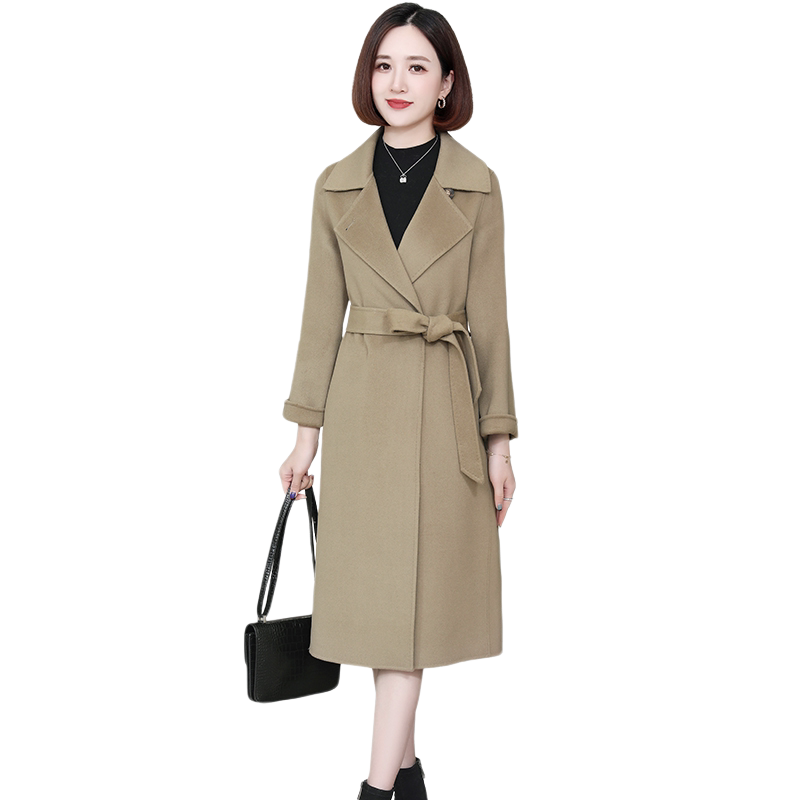 2022新款高端双面羊绒大衣女中长款修身羊毛呢大气妈妈外套秋冬