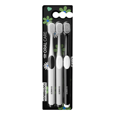 BANNER贝诺软毛牙刷宽头成人男女情侣家用家庭装一刷两用双面牙刷