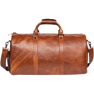 慢时光真皮男士旅行包单肩斜挎休闲背包植鞣牛皮手提健身包男女款
