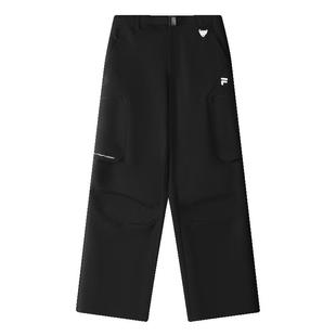 章昊同款FILA FUSION斐乐潮牌男梭织长裤2025冬季新款直筒工装裤