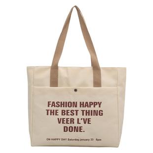 秋冬帆布包女2025新款出门方便携带手提袋挎通勤拉链大容量高级感