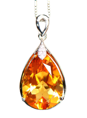 高品天然黄水晶吊坠女手工精湛银镶宝石级黄水晶项链送鉴定证书
