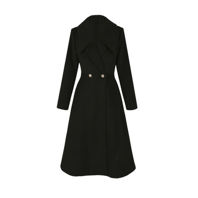 加厚修身黑色毛呢外套女2025新款