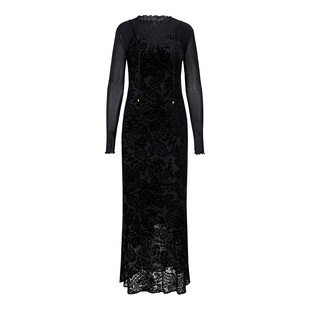 MAXRIENY复古赫本风连衣裙25秋款法式优雅修身x型收腰蕾丝长裙