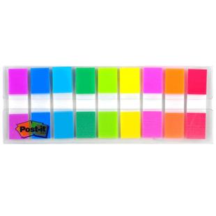 3m荧光贴标签索引贴学生用便利贴小条彩色可爱有粘性笔记本分类隔页标签贴纸可书写透明标记指示贴便签记事贴