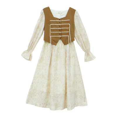 it'real26春季新款复古风拼接针织连衣裙女设计感收腰显瘦中长裙