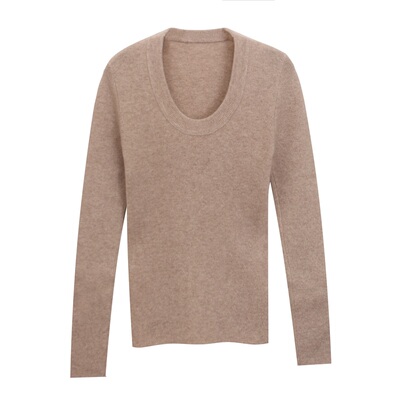 U领羊绒衫女内搭修身羊毛打底衫