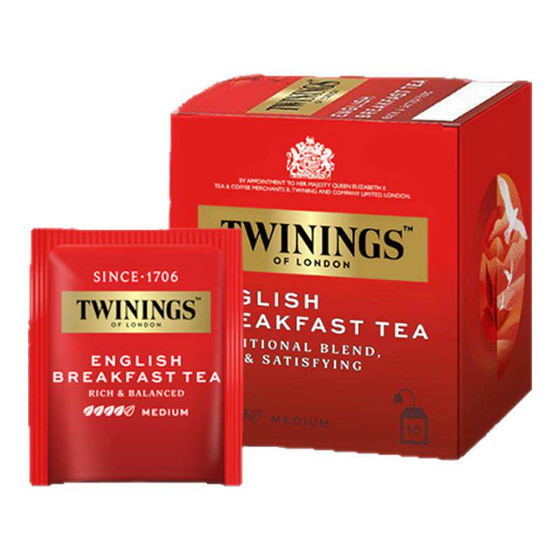 twinings川宁英式早餐红茶英国进口阿萨姆红茶叶茶包伴手礼10片装