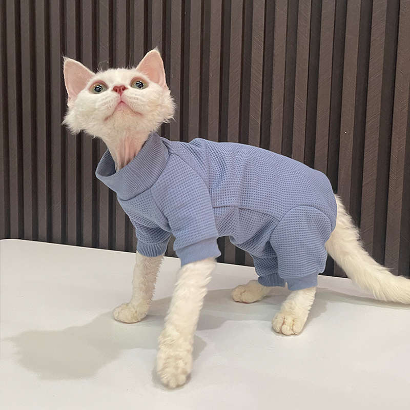 护肚子四脚衣无毛猫衣服斯芬克斯猫德文衣服纯棉保暖连体