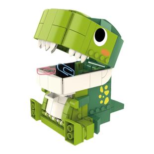 JAKI佳奇小恐龙积木叠叠乐桌面摆件收纳笔筒相框儿童玩具组装礼物