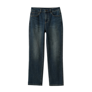 女士加绒升温法棍裤牛仔裤 小直筒裤 高腰休闲薄绒靴裤 冬款 女装