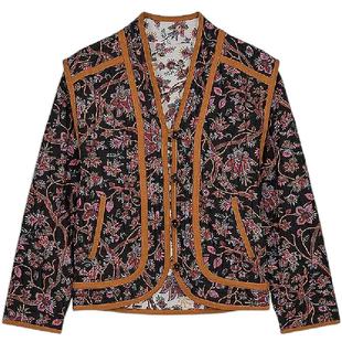 louise misha x LOOKNOW黑色印花V领夹克