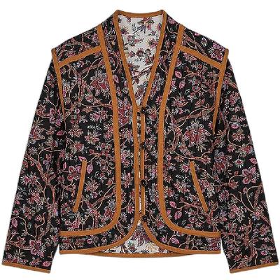 louise misha x LOOKNOW黑色印花V领夹克