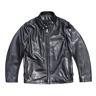 马皮夹克致敬Cafe Racer咖啡骑士款立领真皮皮衣男夹克双向节领口