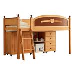 金多喜儿童半高床高架床储物床带书柜斗柜衣柜床进口榉木爬梯床架