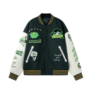 【飞天小女警联名】BJHG不计后果夹克外套女款春季美式刺绣棒球服