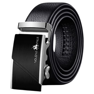 保罗男士皮带腰带商务自动扣百搭正品高档牛皮真皮年轻人潮流裤带