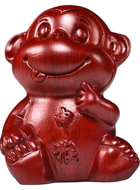 红色木质雕刻12生肖摆件一套鼠牛虎兔龙蛇马羊猴鸡狗猪工艺品送礼