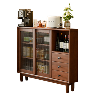 极窄超薄实木餐边柜靠墙一体厨房20cm窄边柜矮柜客厅茶水柜储物柜