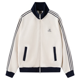 RIC 撞色华夫格外套男款2025新款秋季运动美式复古情侣潮牌夹克女