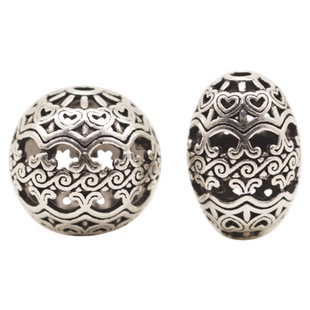 泰银隔珠 镂空爱心纹彩蛋圆珠米粒珠散珠S925纯银银饰DIY串珠配件