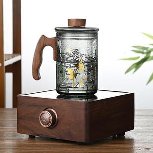 新品 450ml高硼硅玻璃泡茶杯 办公室带把水杯茶水分离带盖喝水杯