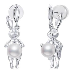 洞天TONETALE月光兔耳钉轻奢高级感耳饰女甜酷设计抱月兔可爱气质