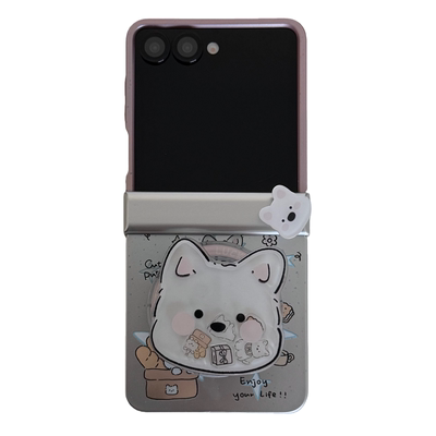 可爱西高地磁吸支架电镀银手机壳