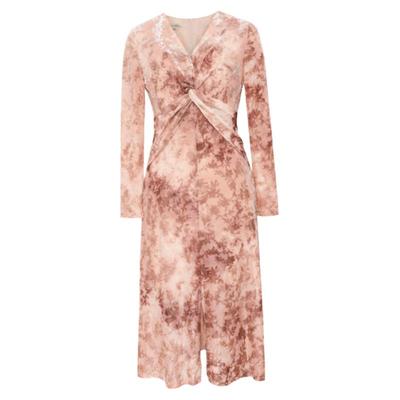 【诗艺植绒烧花裙】BBLLUUEE/粉蓝衣橱2025冬新款V领长袖连衣裙女